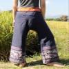 RaanPahMuang Striped Cotton Thai Fisherman Wrap Pants Thai Stamped Art Print, Large-X-Large, Blue view 3