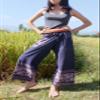 RaanPahMuang Striped Cotton Thai Fisherman Wrap Pants Thai Stamped Art Print, Large-X-Large, Blue view 4
