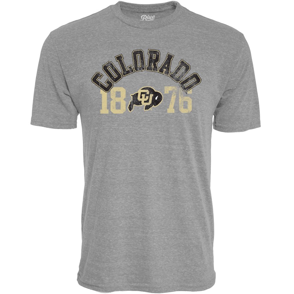 Blue 84 Men's Colorado Buffaloes T Shirt Tri-Blend Heather Gray, Colorado Buffaloes Heather Gray, XX-Large