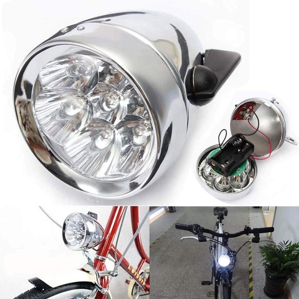 Vintage Retro Bicycle Bike Front Light Lamp 7 LED Fixie Headlight with Bracket (Silver)