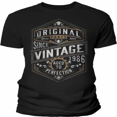 40th Birthday Gift Shirt for Men - Vintage 1986 Aged to Perfection - Gear - Black-001-4X