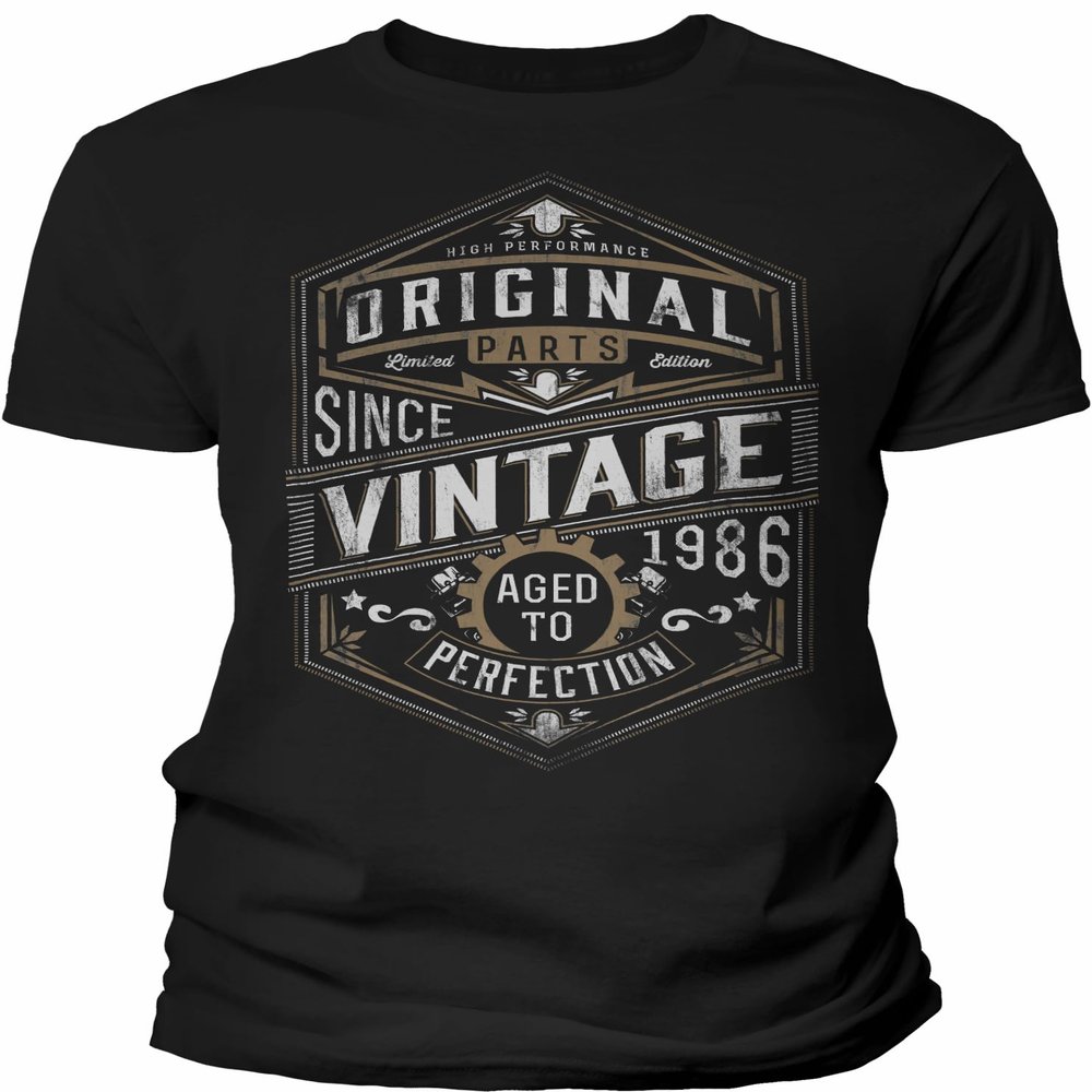 40th Birthday Gift Shirt for Men - Vintage 1986 Aged to Perfection - Gear - Black-001-4X