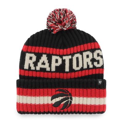 47 NBA Bering Cuffed Knit Pom Beanie Hat, Adult (Toronto Raptors Black)