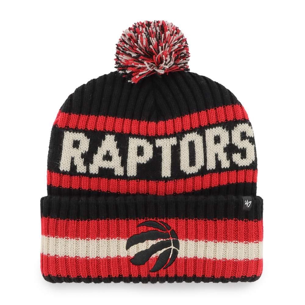 47 NBA Bering Cuffed Knit Pom Beanie Hat, Adult (Toronto Raptors Black)