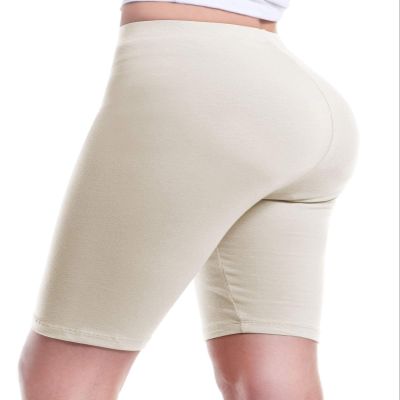 Design by Olivia Women's Basic High Waisted Active Yoga Soft Biker Shorts Bone S