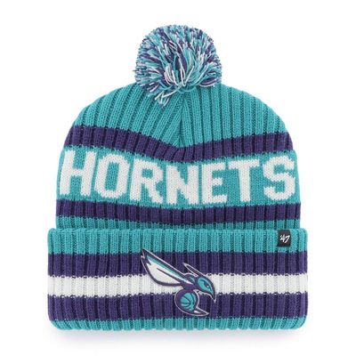 47 NBA Unisex-Adult Team Color Officially Licensed Primary Logo Bering Sport Knit Cuffed Pom Beanie Cold Weather Hat -Charlotte Hornets Teal