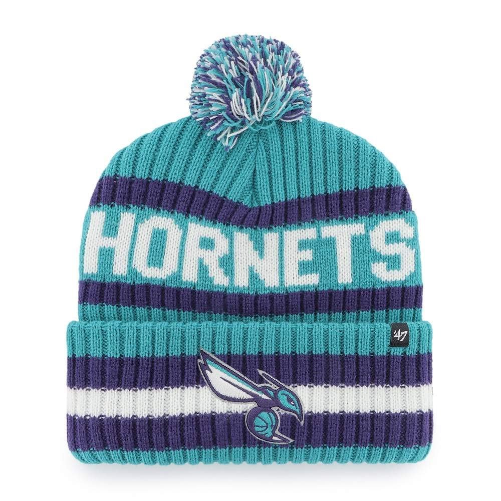 47 NBA Unisex-Adult Team Color Officially Licensed Primary Logo Bering Sport Knit Cuffed Pom Beanie Cold Weather Hat -Charlotte Hornets Teal