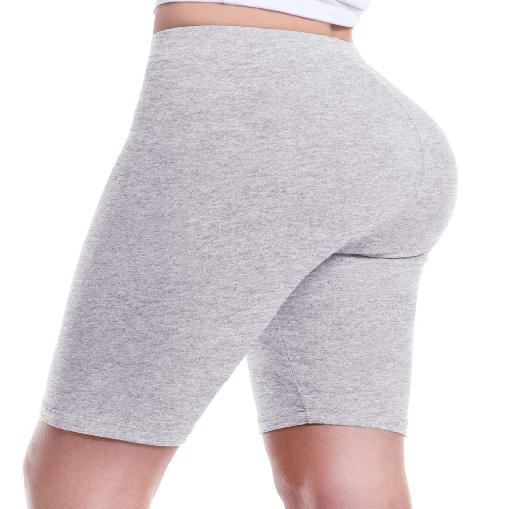 Design by Olivia Women's Basic Solid Active Yoga Biker Shorts Heather Grey S