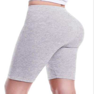 Design by Olivia Women's Basic Solid Active Yoga Biker Shorts Heather Grey M