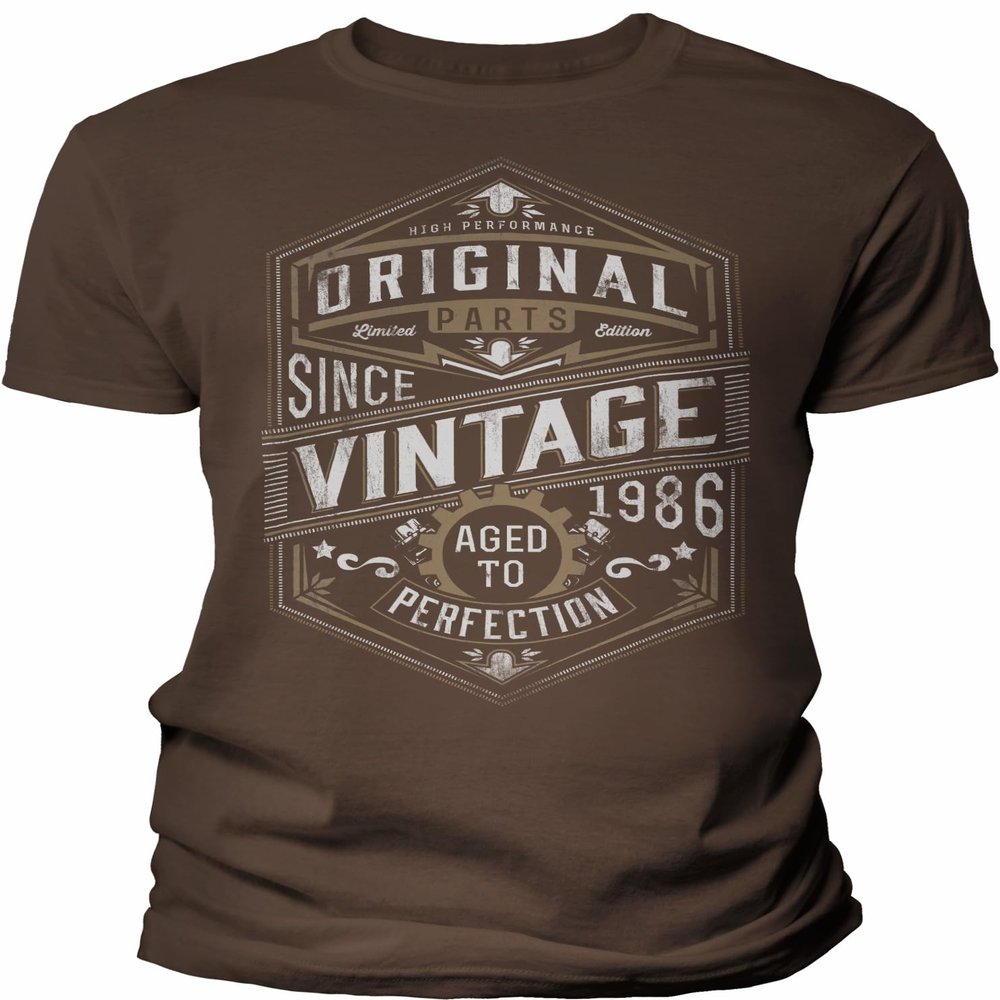 40th Birthday Gift Shirt for Men - Vintage 1986 Aged to Perfection - Gear - Brown-005-4X
