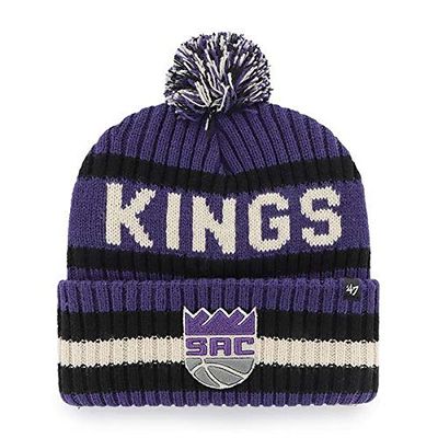 47 NBA Unisex-Adult Team Color Officially Licensed Primary Logo Bering Sport Knit Cuffed Pom Beanie Cold Weather Hat -Sacramento Kings Purple