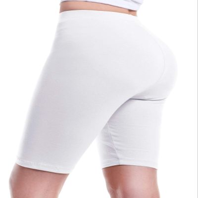 Design by Olivia Women's Basic Solid Active Yoga Biker Shorts White S