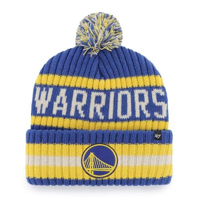 47 NBA Unisex-Adult Team Color Officially Licensed Primary Logo Bering Sport Knit Cuffed Pom Beanie Cold Weather Hat -Golden State Warriors Blue