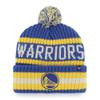 47 NBA Unisex-Adult Team Color Officially Licensed Primary Logo Bering Sport Knit Cuffed Pom Beanie Cold Weather Hat -Golden State Warriors Blue view 1
