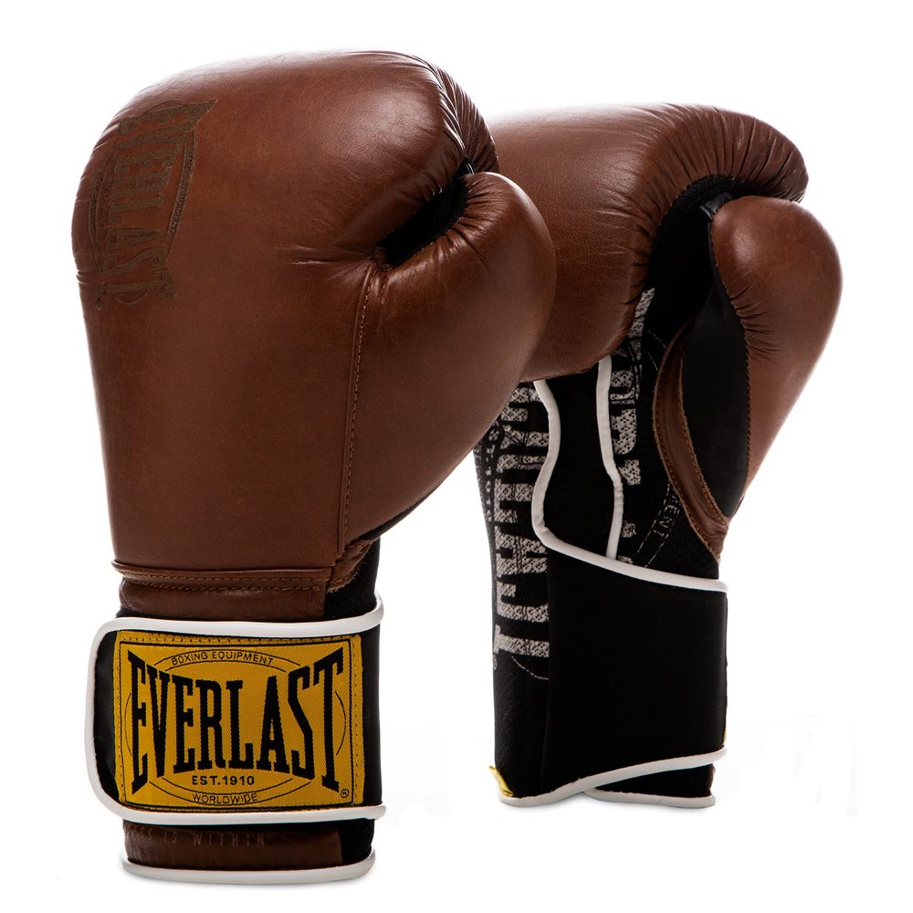 Everlast 1910 Leather Boxing Gloves | Vintage Training Gloves for Men and Women | Hook and Loop with Triple-Layer Foam | Heavy Bag & Fitness Training