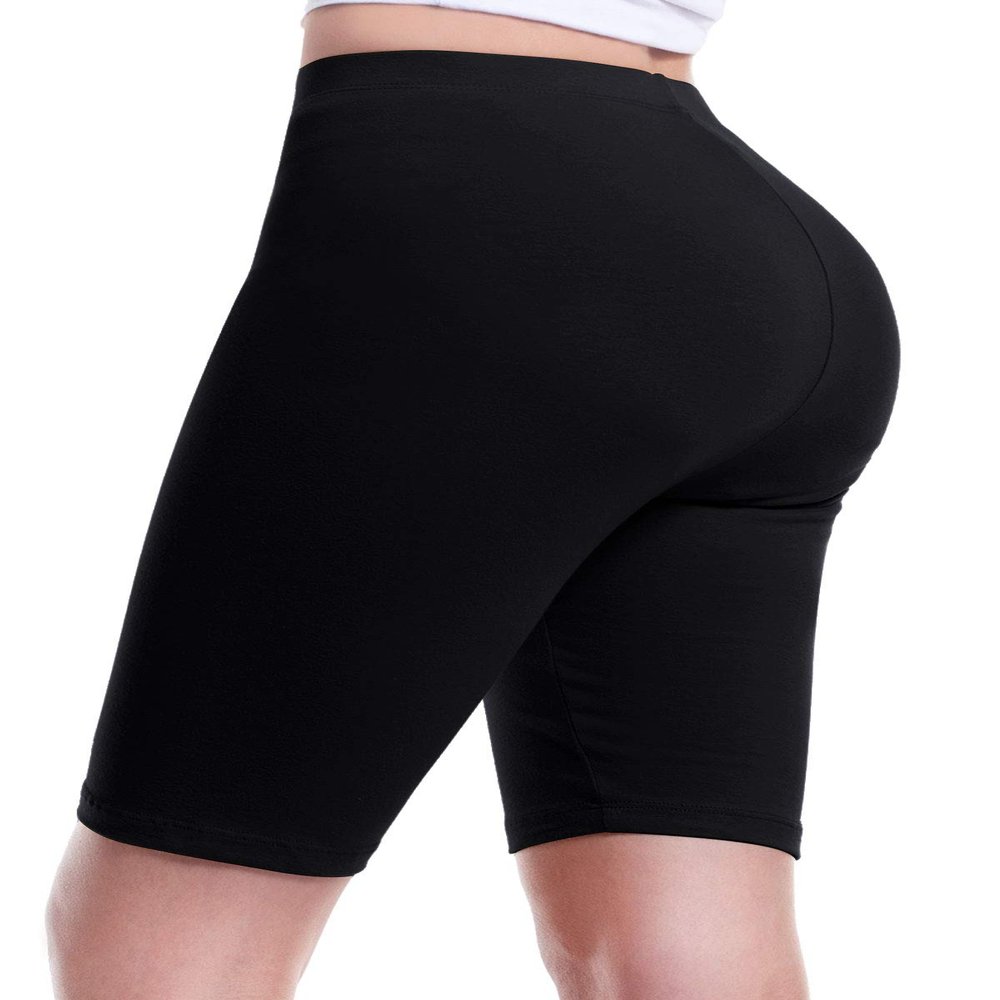Design by Olivia Women's Basic Solid Active Yoga Biker Shorts Black L