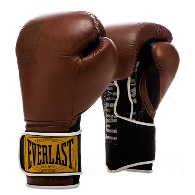 Everlast 1910 Leather Boxing Gloves | Vintage Training Gloves for Men and Women | Hook and Loop with Triple-Layer Foam | Heavy Bag & Fitness Training