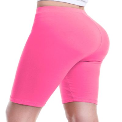 Design by Olivia Women's Basic Solid Active Yoga Biker Shorts Fuchsia M