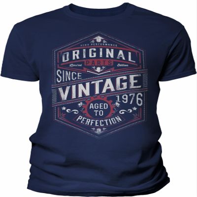 50th Birthday Gift Shirt for Men - Vintage 1976 Aged to Perfection - Gear - Navy-003-4X