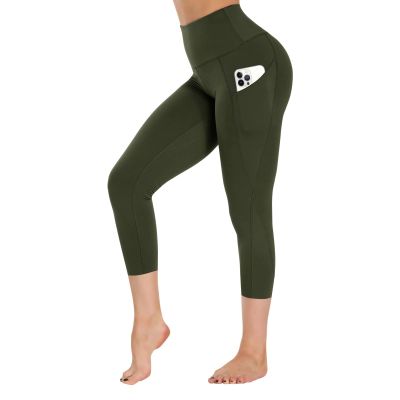 GAYHAY High Waist Yoga Pants with Pockets, Leggings for Women Tummy Control Compression Workout Leggings for Women Olive