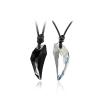 2pcs Matching Two Half Heart Love Puzzle Couples Pendant Necklaces Set Wolf Wooth Stone Crystal Adjustable Healing Gemstone for Mens Women Valentines Gifts-White view 1