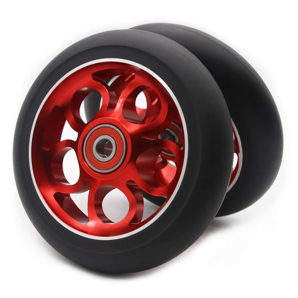 2Pcs 110mm Pro Scooter Wheels with ABEC 9 Bearings Fit for MGP/Razor/Lucky Envy/Vokul Pro Scooters Replacement Wheels (A-Red)