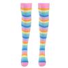 Aislor Women's Rainbow Striped Socks Knitted Stretch Knee High Stockings Long Arm Warmer Fingerless Mitten Gloves Set Pink Socks&Gloves view 2