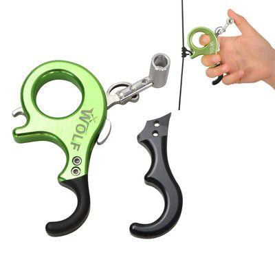 SHARROW Compound Bow Release Aid Adjustable 3 or 4 Finger Grip Aluminum Alloy Archery Release Aids for Left and Right Hand Hunting Accessories (Green)