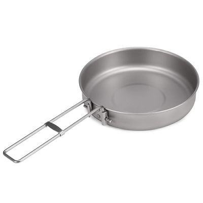 Lixada Ultralight Titanium Frypan Outdoor Camping Hiking Picnic Cooking Frying Pan with Folding Handle