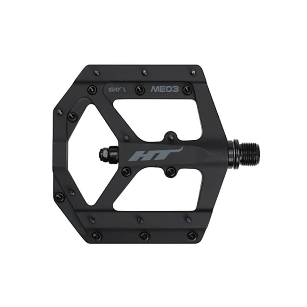 HT Components, ME03 EVO+, Platform Pedals, Body: Aluminum, Spindle: Cr-Mo, 9/16'', Stealth Black, Pair
