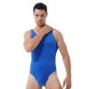 iiniim Men's Sleeveless Dance Bodysuit Tank Top Swimsuit Press Button Crotch Gymnastic Leotard Thongs Singlet Navy_Blue X-Large view 3