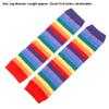 Aislor Women's Rainbow Striped Socks Knitted Stretch Knee High Stockings Long Arm Warmer Fingerless Mitten Gloves Set Rainbow Color 2 Pair view 2