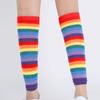 Aislor Women's Rainbow Striped Socks Knitted Stretch Knee High Stockings Long Arm Warmer Fingerless Mitten Gloves Set Rainbow Color 2 Pair view 4