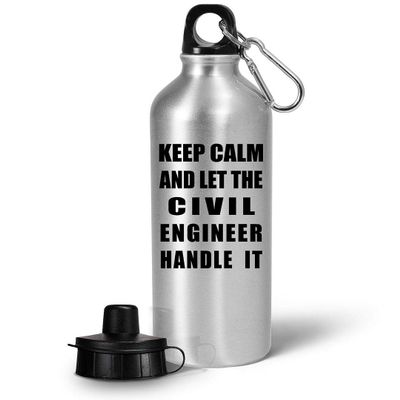 Art by Chelsydale Funny Gifts for Civil Engineer - Keep Calm Handle It Water Bottle Tumbler 20oz Reusable Drinkware - Engineering Dept Engr Grad Student Land Construction Appreciation Cute Gag Idea