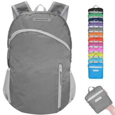 BEMYGREENBAG 35L Foldable Waterproof Backpack For Outdoor Sports With Inside Wet Clothes Compartment Packable For Multiple Uses Ultra Lightweight Ideal For Hiking Men And Women Travel(Grey)