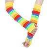Aislor Women's Rainbow Striped Socks Knitted Stretch Knee High Stockings Long Arm Warmer Fingerless Mitten Gloves Set Yellow Socks view 3