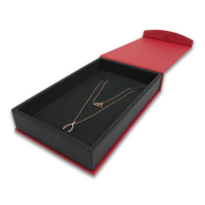 1 Qty - Macaw-Red Magnetic Flap Necklace Jewelry Box - Textured Gift Box