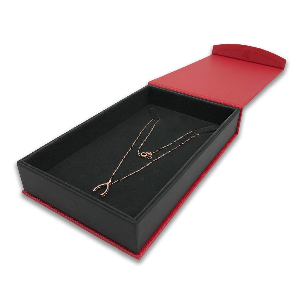 1 Qty - Macaw-Red Magnetic Flap Necklace Jewelry Box - Textured Gift Box