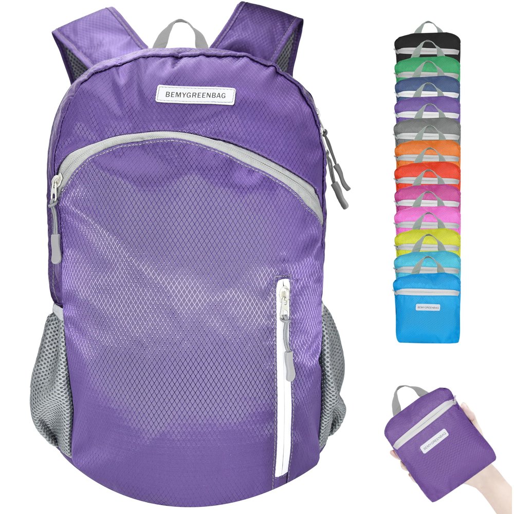 BEMYGREENBAG 35L Foldable Waterproof Backpack For Outdoor Sports With Inside Wet Clothes Compartment Packable For Multiple Uses Ultra Lightweight Ideal For Hiking Men And Women Travel(Purple)