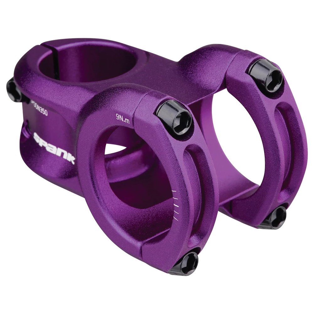 Spank Spoon 350 Stem,Purple,45mm Chamfered bar clamp, Ultra-short stack height, Bicycle Stem, Ideal for ASTM 5, All mountain, enduro, trail, free ride, DJ, E-Bike