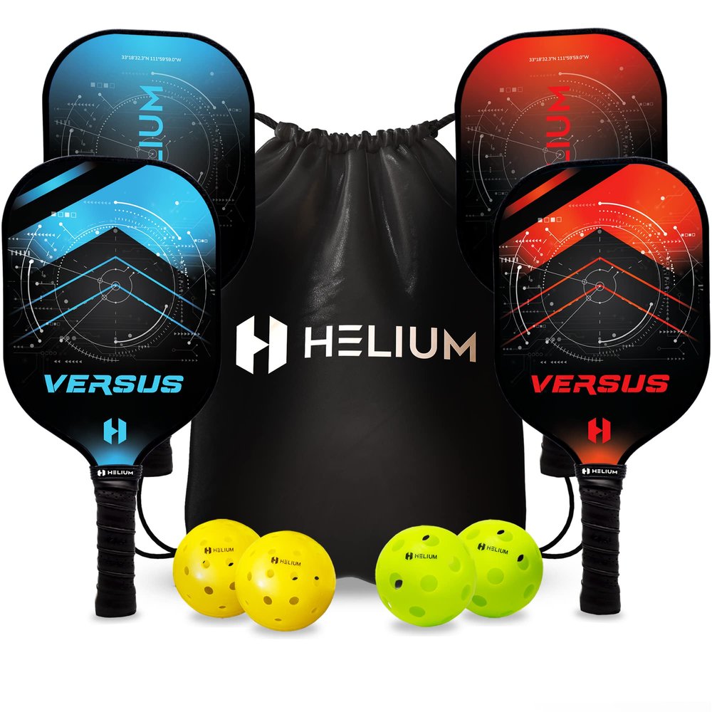 Helium Pickleball Paddles Set of 4 - USAPA Certified - Graphite Fiberglass Surface, Lightweight Honeycomb Core