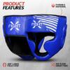 FightX Boxing Headgear for Men & Women, Synthetic Leather MMA Training Equipment, Muay Thai, Kickboxing and UFC Sparring Headgear for Youth (Blue, S/M) view 3