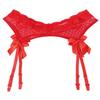 FEESHOW Men See-Through Lace Suspenders Sissy Lingerie Bowknot Thigh-Highs Garter Belt for Stockings Red OneSize view 3