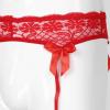 FEESHOW Men See-Through Lace Suspenders Sissy Lingerie Bowknot Thigh-Highs Garter Belt for Stockings Red OneSize view 4