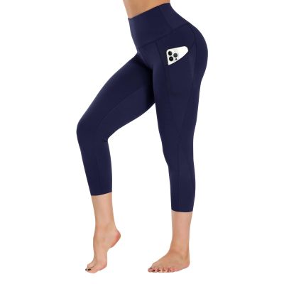 GAYHAY High Waist Yoga Pants with Pockets, Leggings for Women Tummy Control Compression Workout Leggings for Women Navy Blue