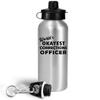 Art by Chelsydale Funny Cute Gag Gifts for Worlds Okayest Corrections Officer Water Bottle Tumbler 20oz Reusable Drinkware - Prison Correctional Detention Jailer Penal Jail Guard Thin Gray Line view 2
