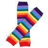 Aislor Women's Rainbow Striped Socks Knitted Stretch Knee High Stockings Long Arm Warmer Fingerless Mitten Gloves Set Colorful Socks view 2