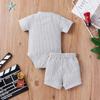 Newborn Baby Boy Girl Summer Clothes Ribbed Sleeveless Bodysuits Rompers Tops+Shorts Pants 2PCS Outfits Set Toddler Clothes (Gray Summer Clothes, 12-18 Months) view 2