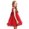Flower Girl Petal Lace Dress Princess Kids Formal Wedding Bridesmaid Pageant Party Dress Toddler Baby Girls First Communion Birthday Dance Prom Gown Puffy Tulle Ball Dresses Red - Short 3-4 Years view 2