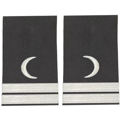 BuyStripes Shoulder Boards Epaulets Silver Crescent Moon Steward Chef Uniform (Black With Silver Moon & Two Silver Bars)